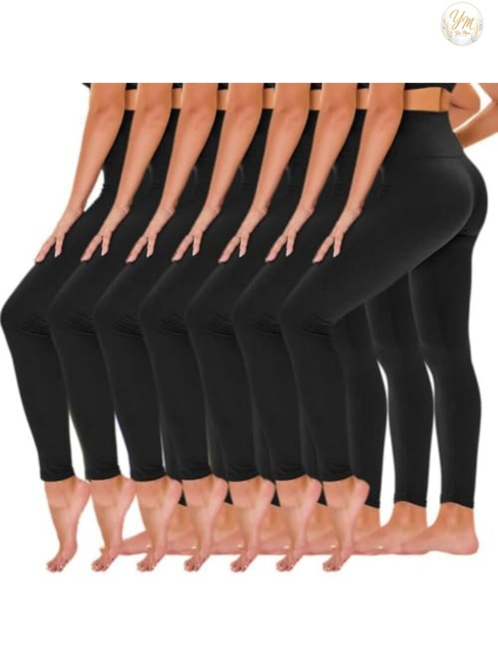 7 Pack Leggings for Women, High Waisted Yoga Pants with Pockets, Tummy Control